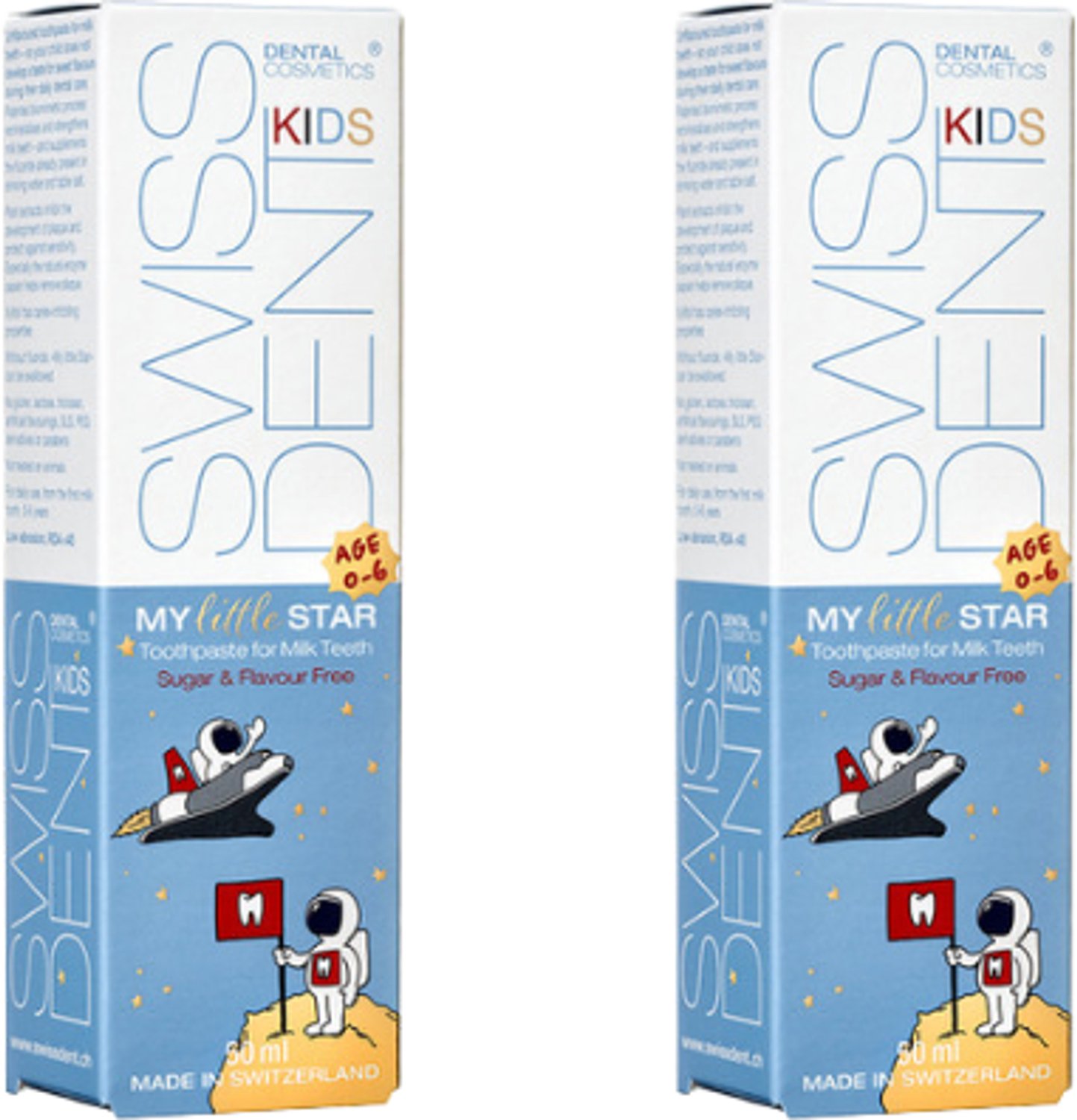 SWISSDENT Kids My Little Star Tandpasta - 0-6 jaar - 2 x 50 ml - Voordeelverpakking