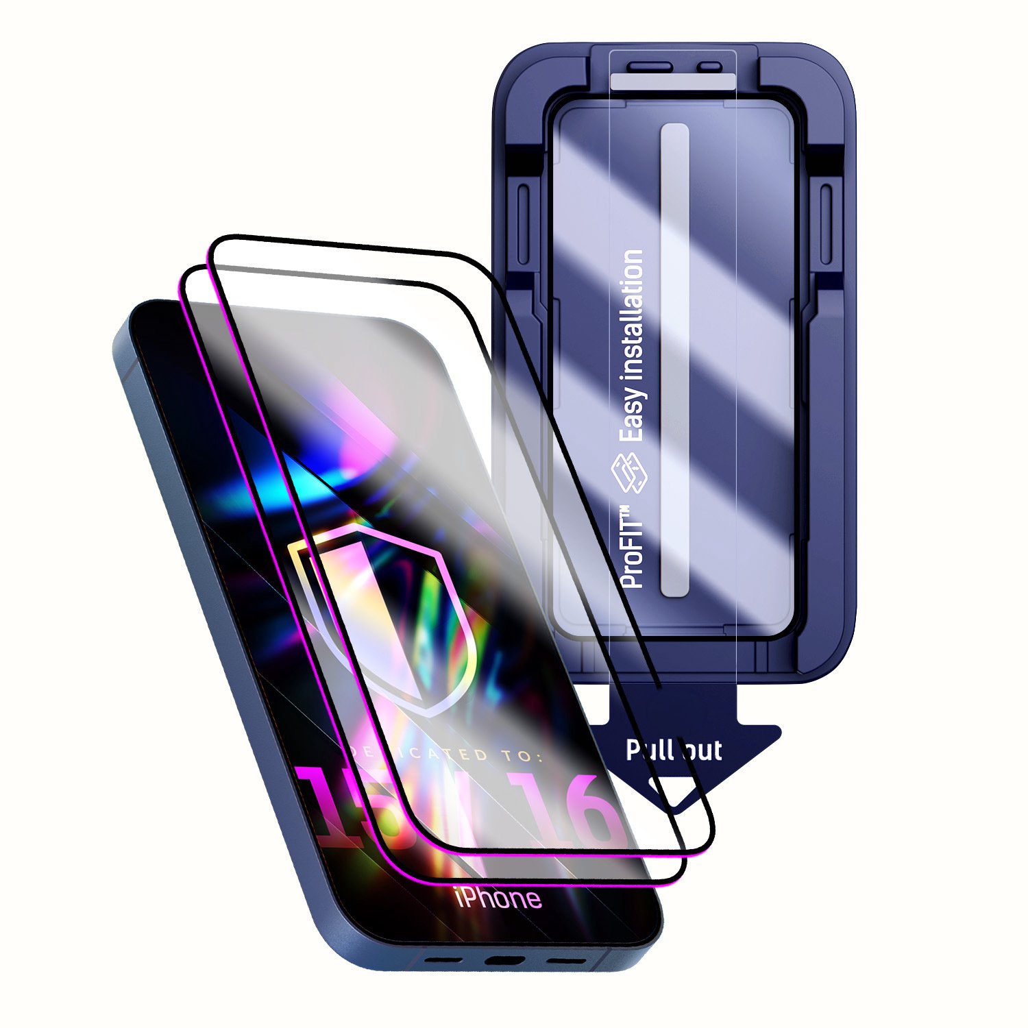 H Hardy Hardura Screenprotector - Geschikt voor Apple iPhone 16 / 15 - Gehard Glas 9H - 2 Stuks - Volledige Dekking - Met Montageframe - Case Friendly