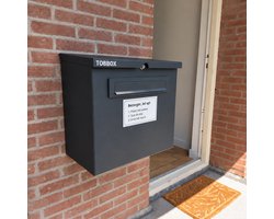 Pakketbrievenbus XXL Modern – Grote Pakketbox voor Buiten – Brievenbus – Pakketkluis voor Pakketten en Brieven – Met Brievenklep – Afsluitbaar met Slot – Waterdicht en Weerbestendig – Wandmodel – Grote Brievenbus – Donkergrijs – Tobbox