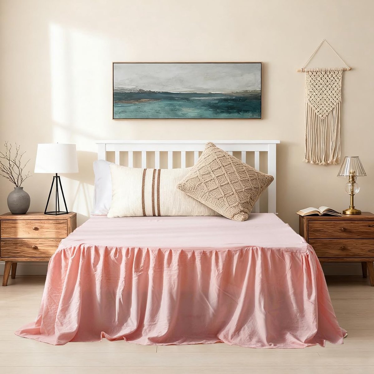 Bedrock - 140 x 200 cm - Rimpelstijl - Comfortabele bedskirt voor extra stijl - ShopVlot