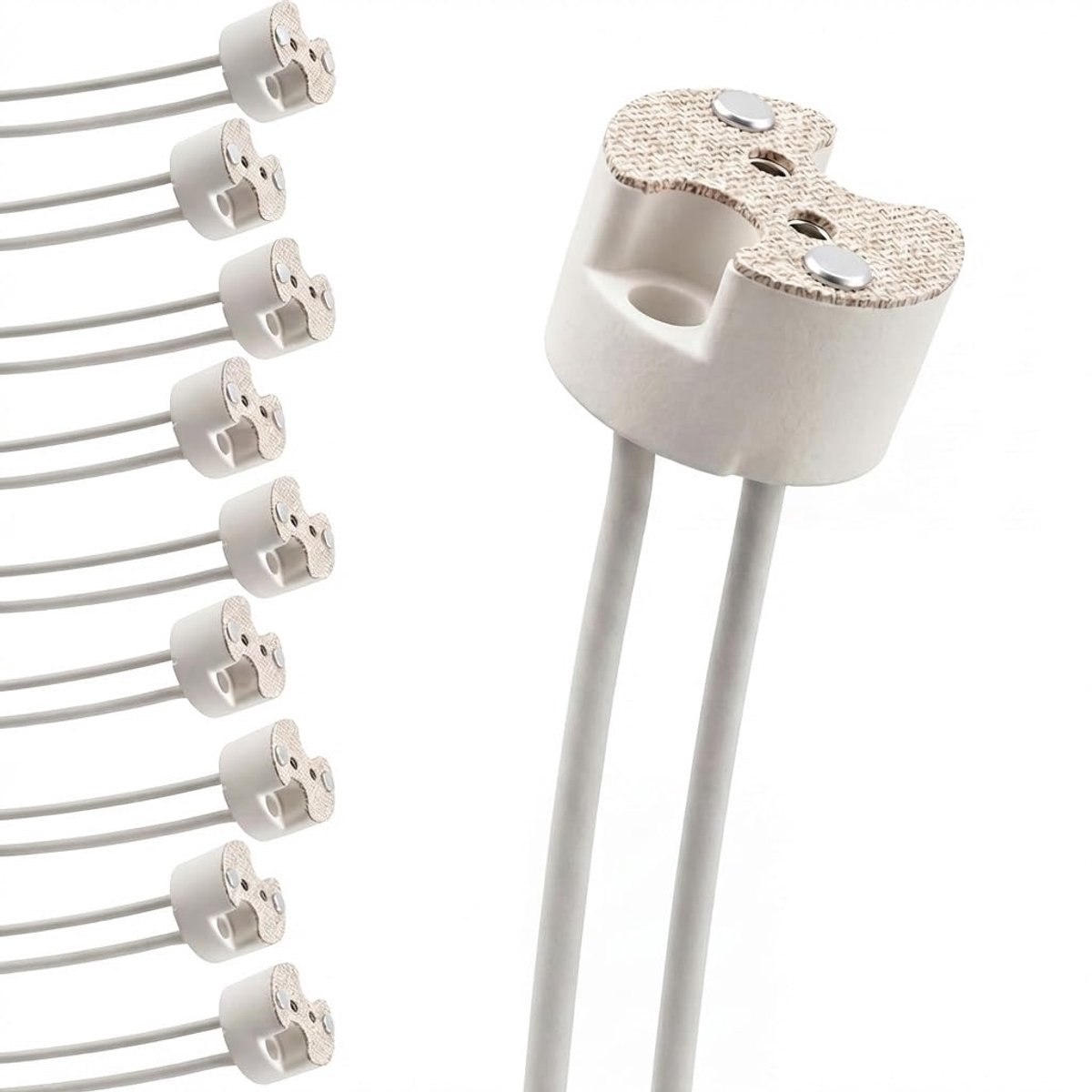 GU5.3 MR16 fitting met kabel 12V - keramisch - 10 stuks - geschikt voor verlichting - ShopVlot