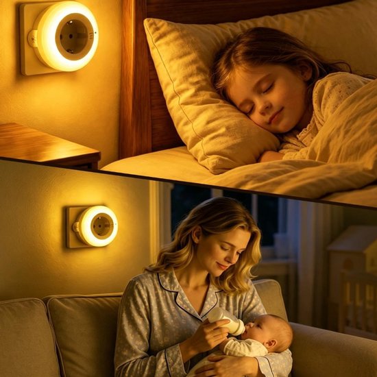 Namajunas -Nachtlampje - nachtlampje voor in het stopcontact - nachtlampje voor kinderen - nachtlampje voor volwassenen - oogvriendelijk licht, drie kleuren instelbaar — geschikt voor gangen, trappenhuizen, kinderkamers, slaapkamers 2-pack van Namajunas — afbeelding 5