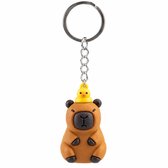 Schattige Capybara met eend Sleutelhanger 3D – Siliconen Capibara Tashanger