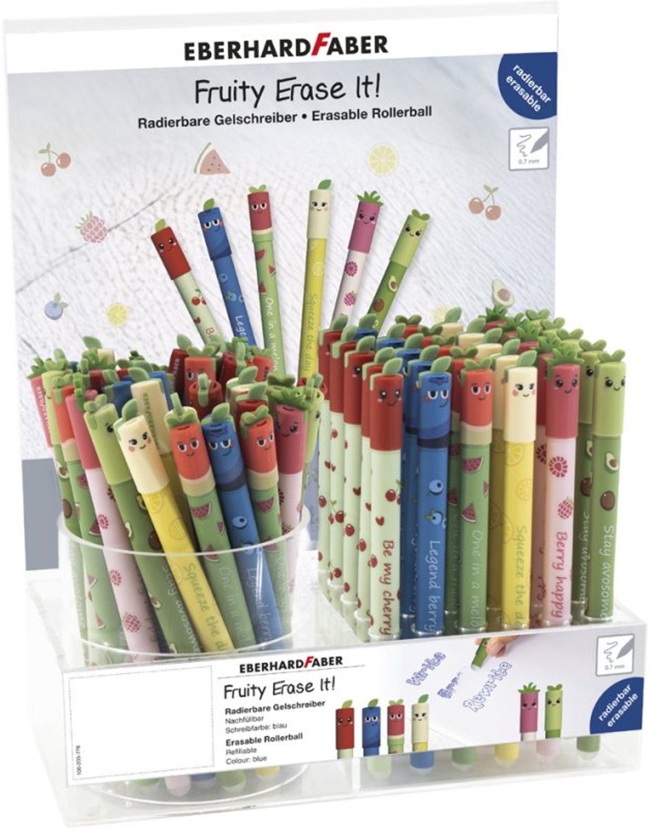 EBERHARD FABER gelpen Fruity Erase it!, 0,7 mm, blauw, 72 stuks display