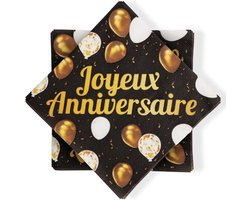 40 vierkante servetten - Met Franse 'Happy Birthday'-print - Feestdecoratie - Zwart en goud