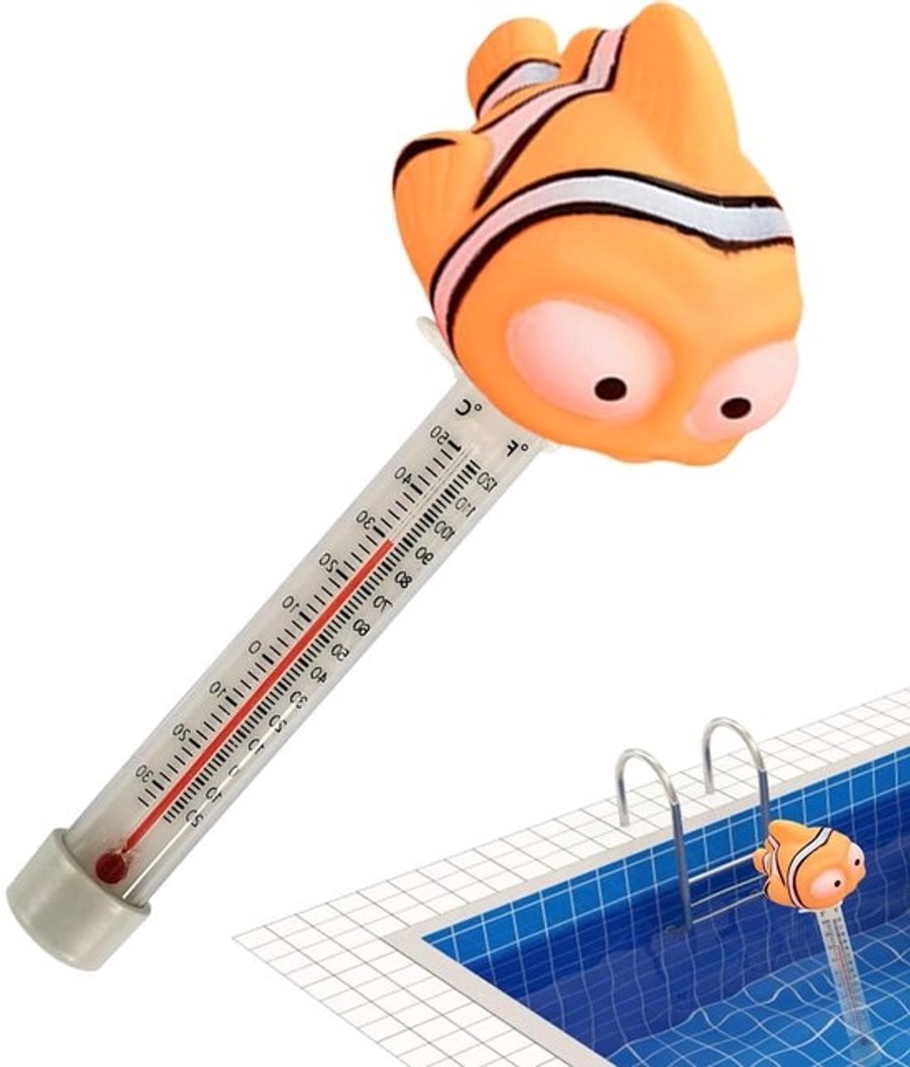 Drijvende thermometer - Watermeter voor bad - Voor het meten van watertemperatuur - Dierenvormig ontwerp - 24 x 6 x 5 cm - Clownvis