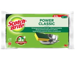 Scotch Brite schoonmaakspons Classic XXL, geel/groen, duurzaam, 6 stuks