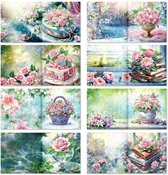 Nolad - Diamond painting kaarten - Set 8 stuks Inc Enveloppen - Diamond painting volwassenen & kinderen - Bloemen