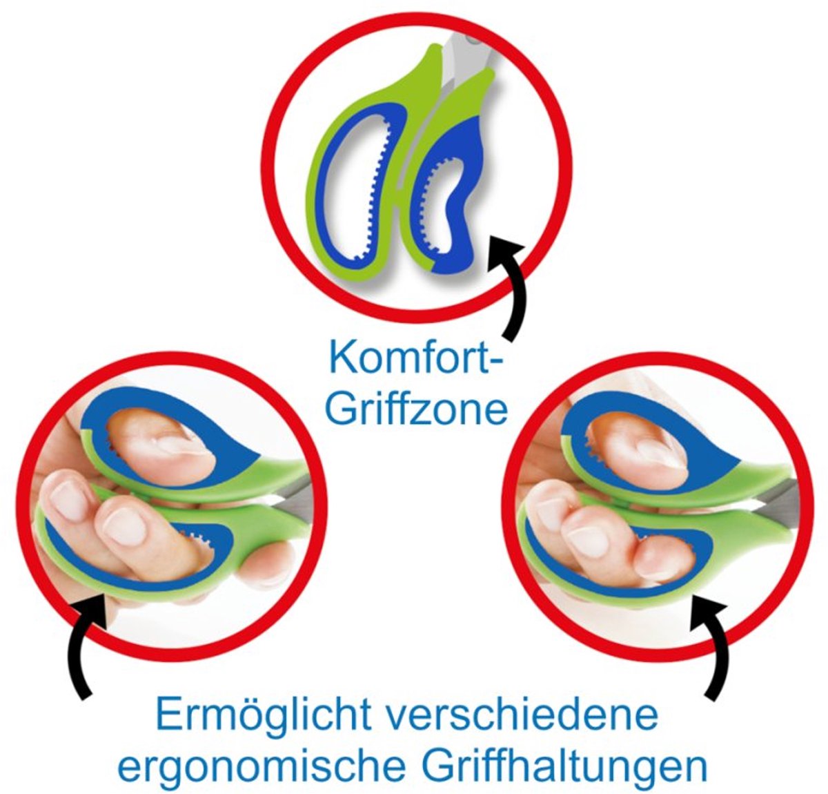 Läufer ergonomische kinderschaar, 150 mm, blauw