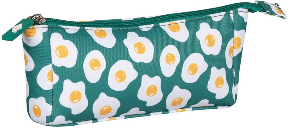 WEDO pennenetui Spiegelei, polyester, groen/wit/geel, 195×45×90 mm