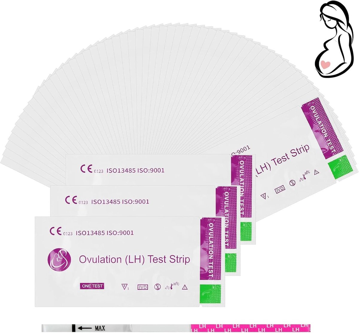 Ovulatietests - 50 Stuks Ovulatietest Strips met 25 mIU/ml Sensitiviteit voor Betrouwbare Resultaten en Vruchtbaarheid Monitoring