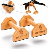 Ashbrit® Beukenhouten Parallettes - Opdruksteunen - Dip bars - Push up bar - Calisthenics - Fitness - 11 cm hoog