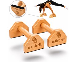 Ashbrit® Beukenhouten Parallettes - Opdruksteunen - Dip bars - Push up bar - Calisthenics - Fitness - 11 cm hoog