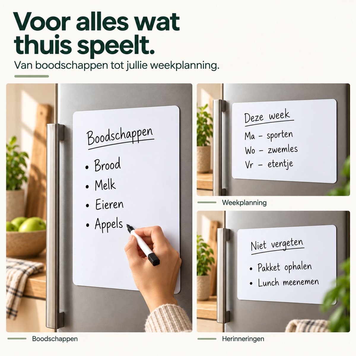 Consumerce® Magnetisch Whiteboard A4 Met 2 Stiften & Wisser - Klein Mini Bord - Koelkast, Magneetbord Memobord Planbord - Weekplanner Maandplanner Familieplanner - Schrijfbord Wisbord Uitwisbaar - To Do Planner/Lijst Boodschappenlijst — cadeau in Kalenders & Planners - foto 4