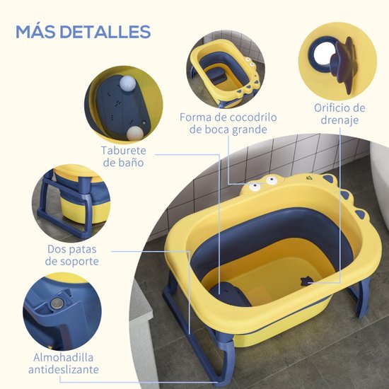Badkuip - babybadkuip - kleine badkuip - opvouwbare badkuip - met antislippootjes - grote inhoud - draagbaar - duurzaam - badkameraccessoires - geschikt voor kinderen, badkamer, wassen (blauw, 75,3*43 cm) — afbeelding 4