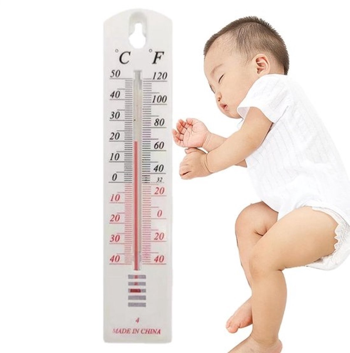 Temperatuurmonitor - Weermeter - Binnen en buiten - Breed meetbereik - 19.5 x 4 cm