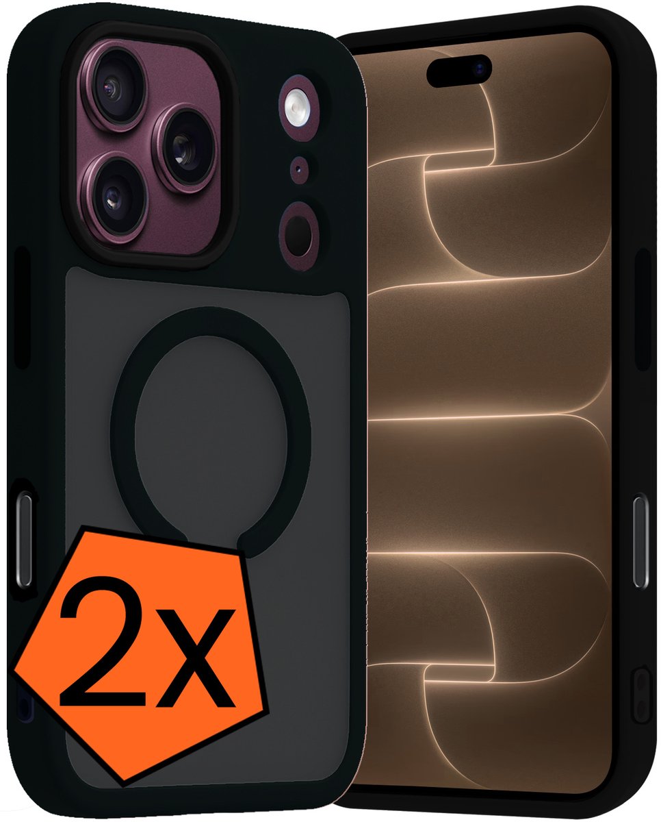 Hoes - 2 Stuks - Geschikt voor Apple iPhone 18 Pro - Magsafe Compatible - Sterk & Shockproof - Back Cover - Shock Proof Case - Telefoon Hoes - Zwart