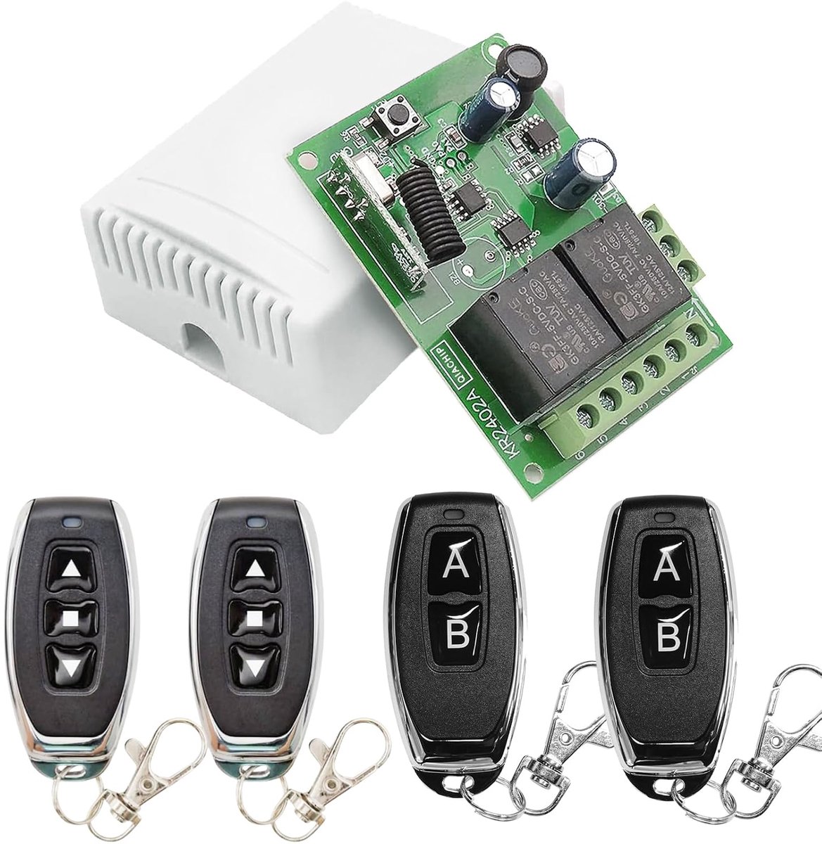 QIACHIP RF Wireless Remote Control Switch, 2 Channels, 433MHz, DC 12V, 24V, Wireless Relay Receiver with 4 - ShopVlot