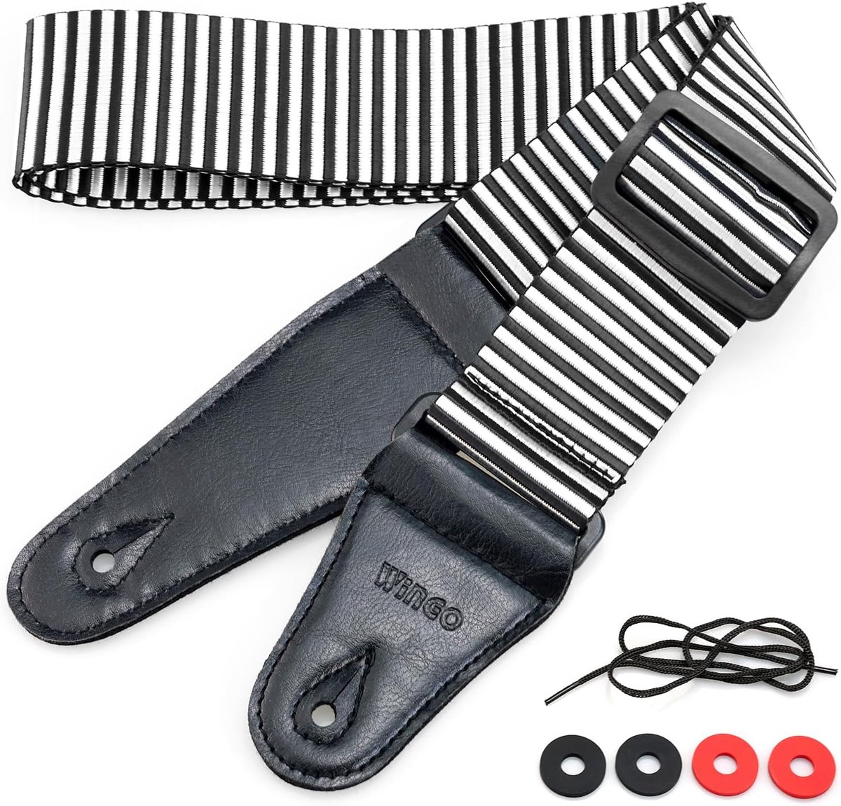 WINGO Nylon Guitar Strap for Bass Acoustic Electric Guitar Locks, Stripe - ShopVlot