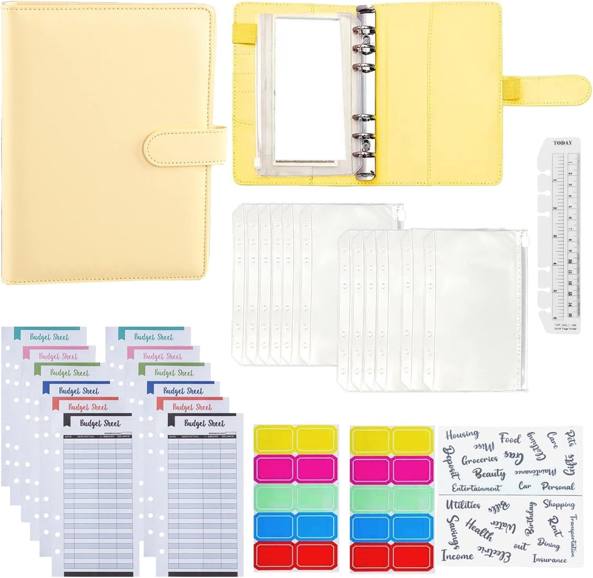 budget sheets, label stickers and rules, 30pcs A6 budget binding, money succeed the budget - ShopVlot