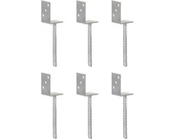 vidaXL - Grondankers - 6 - st - 8x6x30 - cm - gegalvaniseerd - staal - zilverkleurig