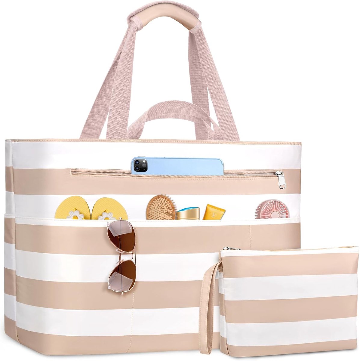 XXL familie, extra grote strandtas met ritssluiting opvouwbare badtas dames waterdichte draagtas dames heren strandtas voor strand, reizen, vakantie. 50L