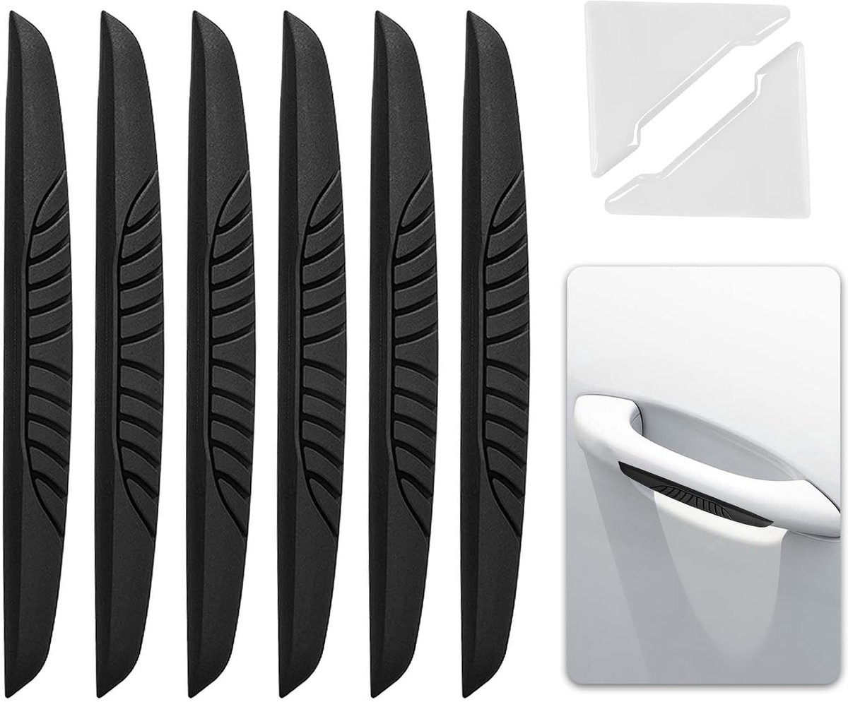 Set van 6 autodeurrandbescherming, onzichtbare anti-botsingsstickers, universele deurklinkbescherming, rubberen - ShopVlot