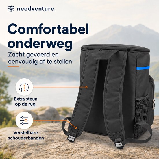 needventure® Koelrugzak - Met Flessenopener - Koeltas - Lunchtas - Koelrugtas - Picknicktas - Backpack - Flessenhouder - Bieropener - Zwart van NEEDVENTURE® — afbeelding 4