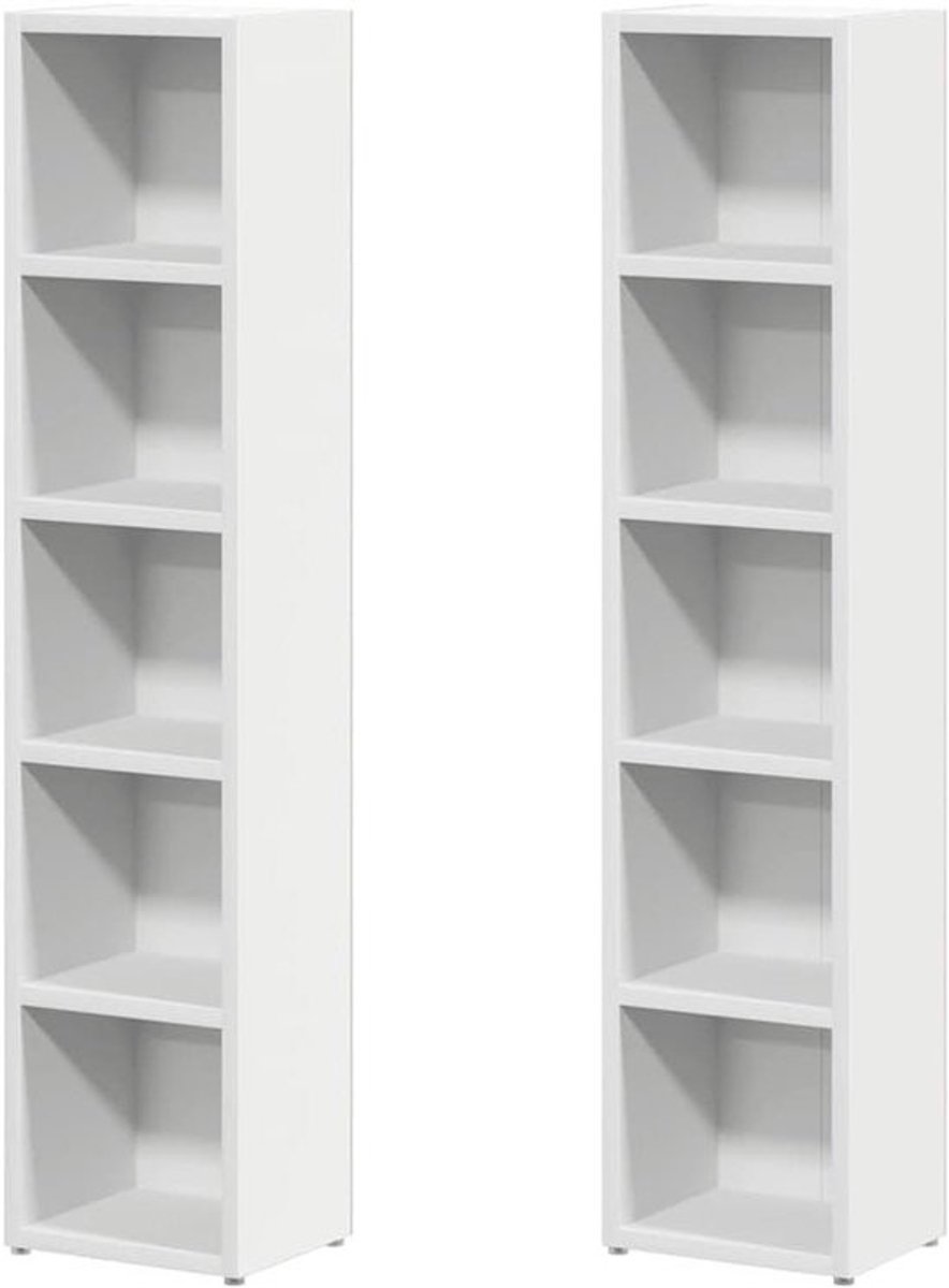 Cd-plank met vakken - Mediarek voor DVD en Blu-ray - Ordelijk opbergen - Stabiele houtconstructie - 93.5 cm hoog - Wit
