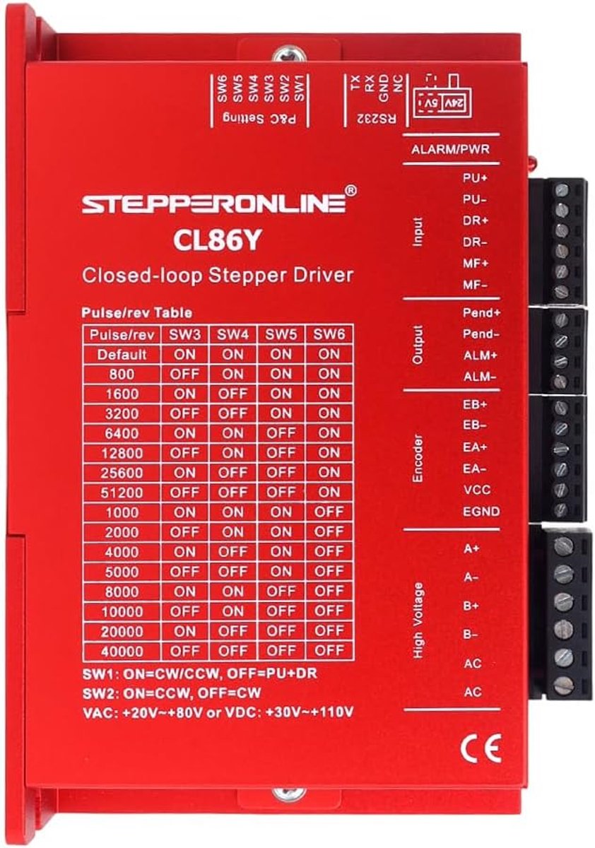 Stepper motor driver 0-8.5A - gesloten lus - 20-80VAC/30-110VDC - hoge snelheid tot 3000 rpm - ShopVlot