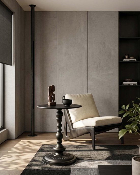 Bijzettafels, rond, metaal, zwart, 40 x 40 x 53 cm, bijzettafel, bijzettafel voor woonkamer, slaapkamer, balkon, tuin — afbeelding 3
