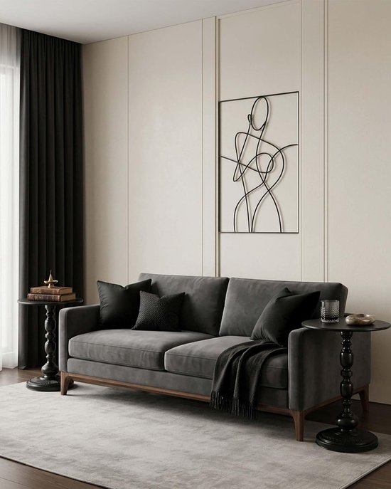 Bijzettafels, rond, metaal, zwart, 40 x 40 x 53 cm, bijzettafel, bijzettafel voor woonkamer, slaapkamer, balkon, tuin — afbeelding 5