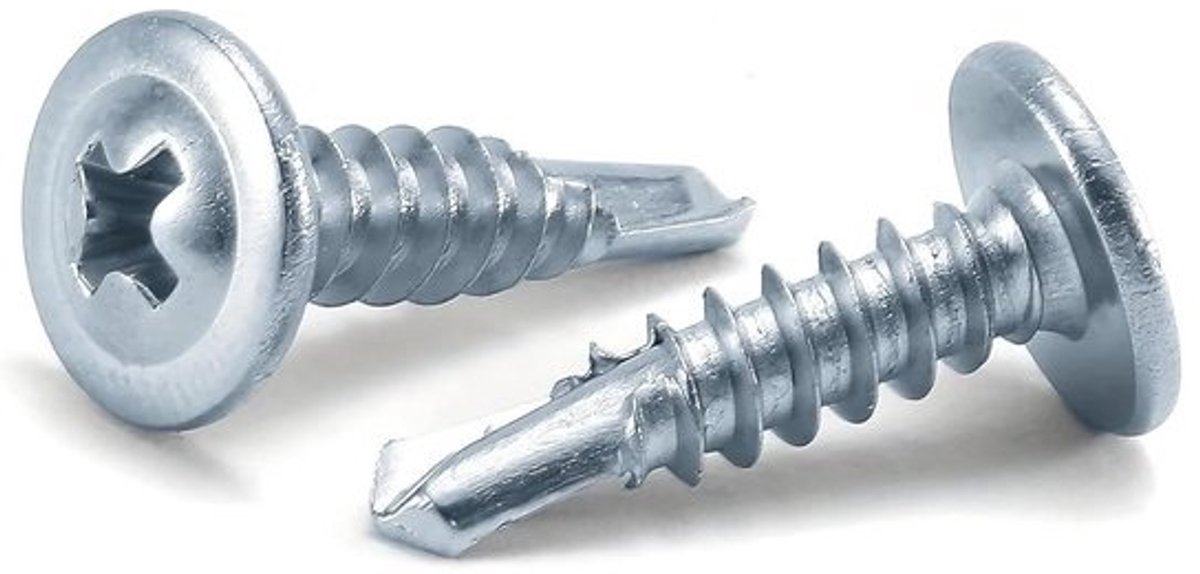 Zelfborende schroeven - Metaalschroeven voor plaatwerk - Voor metaalbewerkingsprojecten - Snelle zelftappende werking - 100 stuks - Zinkoxide