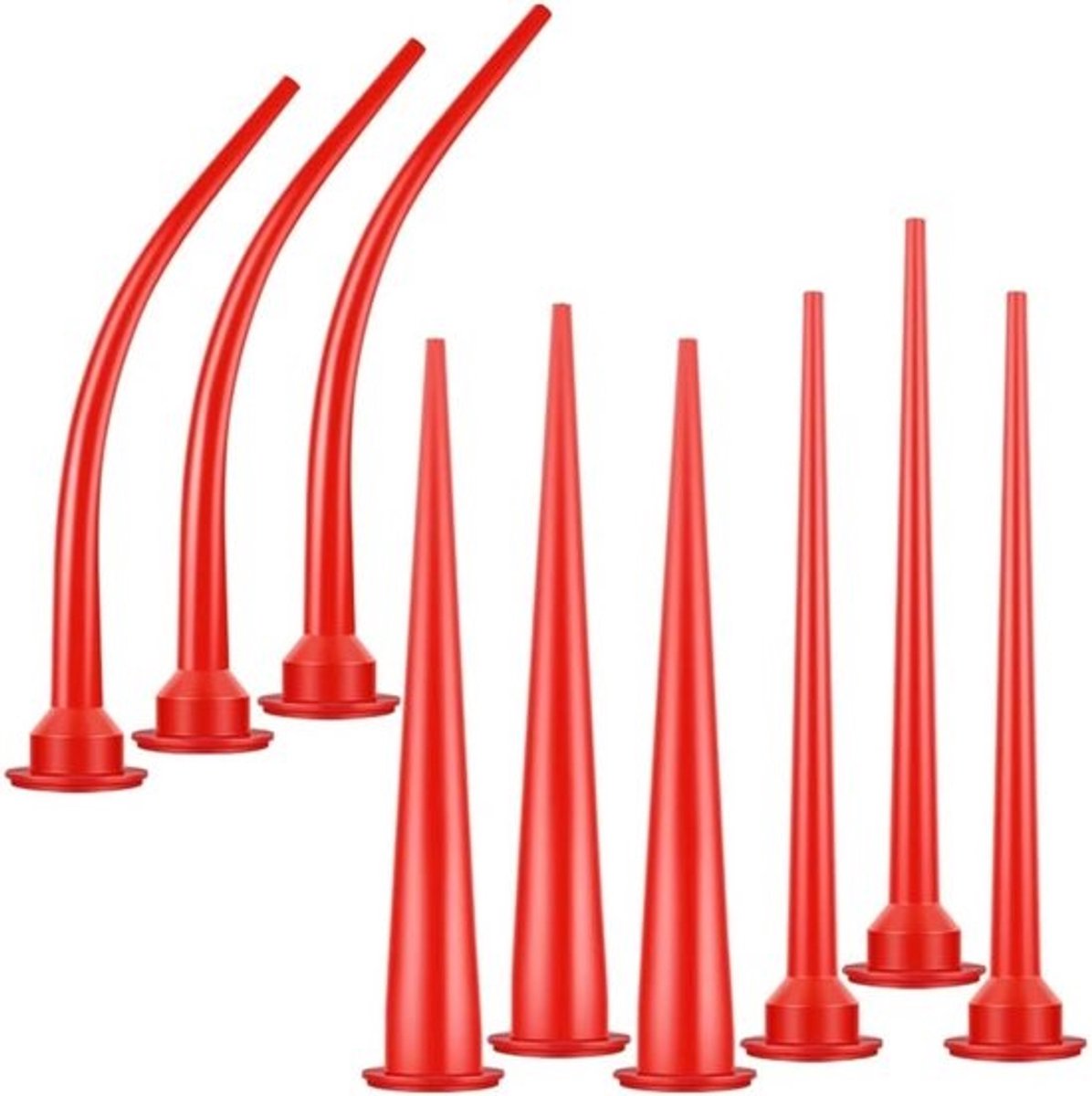 Mondstukset - Verlengstukken voor applicator - Voor aanbrengen - Gebogen en rechte opties - Lengte van 30 cm - Rood