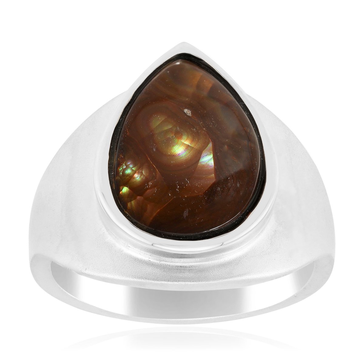 Cavill - Zilveren Vuuragaat Ring - 925 Sterling Zilver - Peervormige Cabochon 4,64 ct - Elegant Mexicaanse Edelsteen Damesring