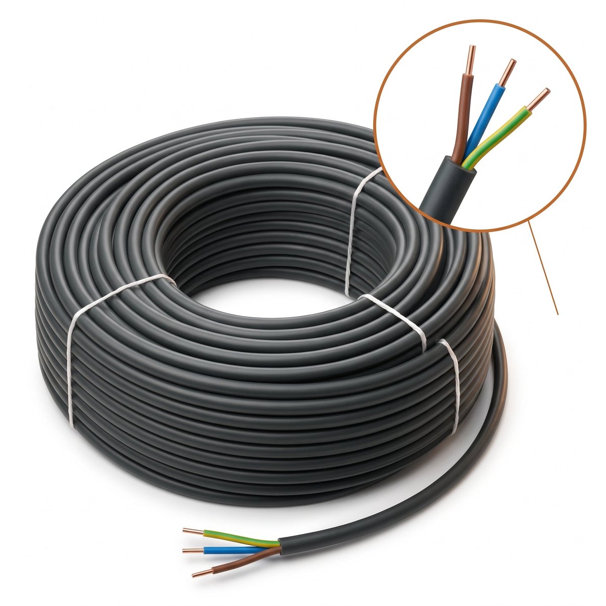 Cheqo® Buitenkabel 3 X 2.5 mm² 25 m - XMVK Kabel - Installatiekabel - Stroomkabel voor Buiten - Tuinkabel - Elektriciteitskabel - Elektrakabel - Bovengrondse Kabel voor Tuin en Terras - Tuinverlichting en Buitenstopcontact - Grijs