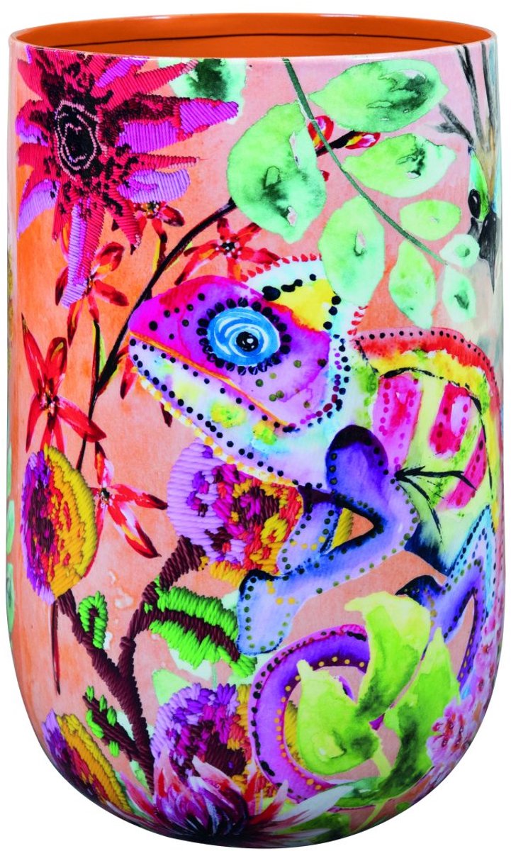 TS Collection - Vaas Designed by Lammie - Tropical twist - 20x29 - Metaal & Epoxy - Exclusieve woonitems voor binnen - Handgemaakt - Unieke print - Designed by Lammie