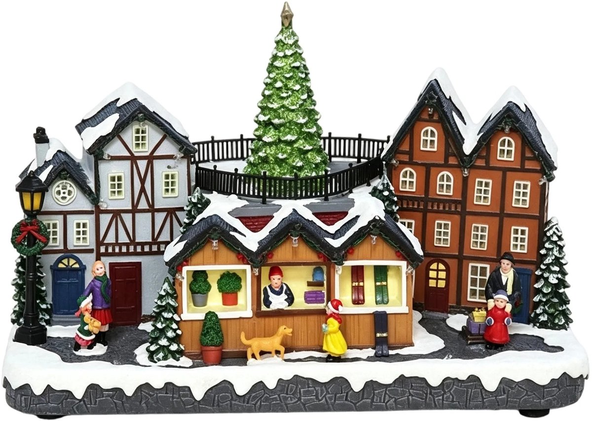 Molhaus Kerstdorp met Verlichting - 30x15x20 cm - 3 Standen