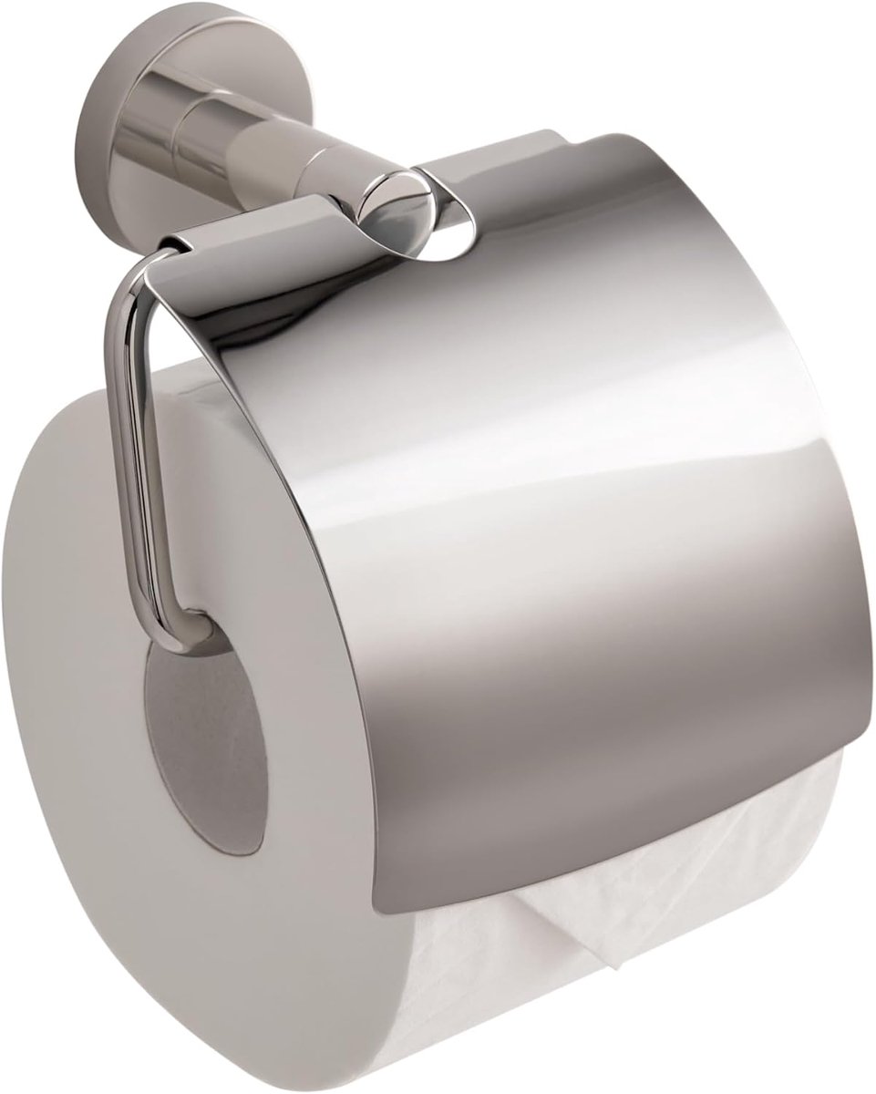 Corby Harrogate Toilet roll holder with lid in polished steel - ShopVlot