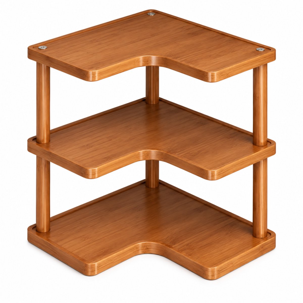 Noventra Hoekrek Bamboe 3 Lagen – Houten Hoekplank voor Keuken, Woonkamer en Badkamer – Ruimtebesparend Opbergrek – Stijlvol Design