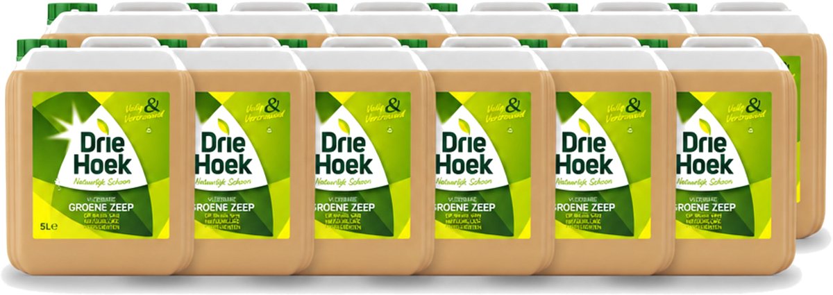 12 x Driehoek – Vloeibare Zeep – Groene Zeep – 5 liter - Voordeelverpakking - 12 stuks