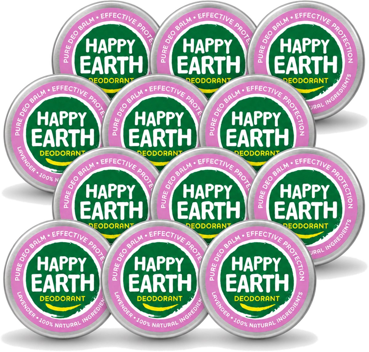 12 x Happy Earth – Deodorant Balm – 100% Natuurlijk Lavender – 45 g - Voordeelverpakking - 12 stuks