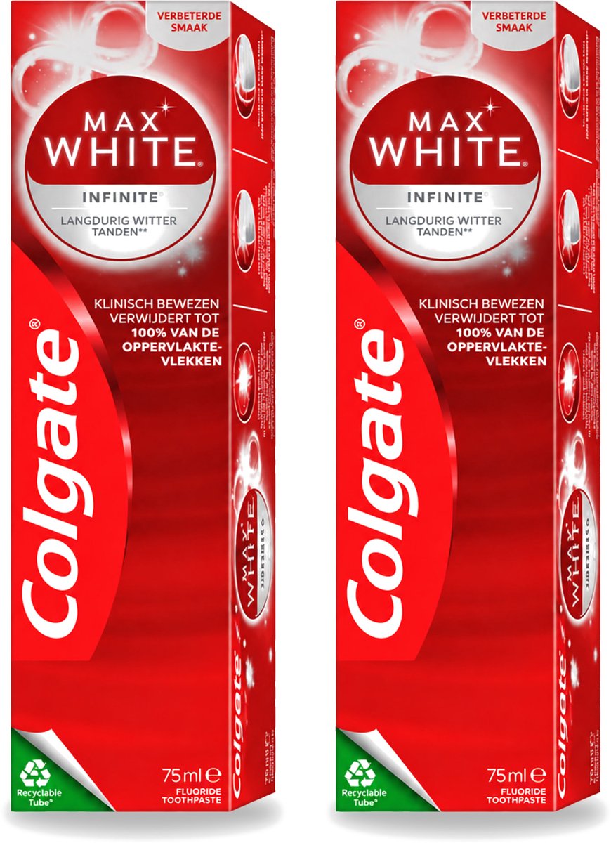 2 x Colgate – Max White Infinite – Tandpasta – 75 ml - Voordeelverpakking - 2 stuks