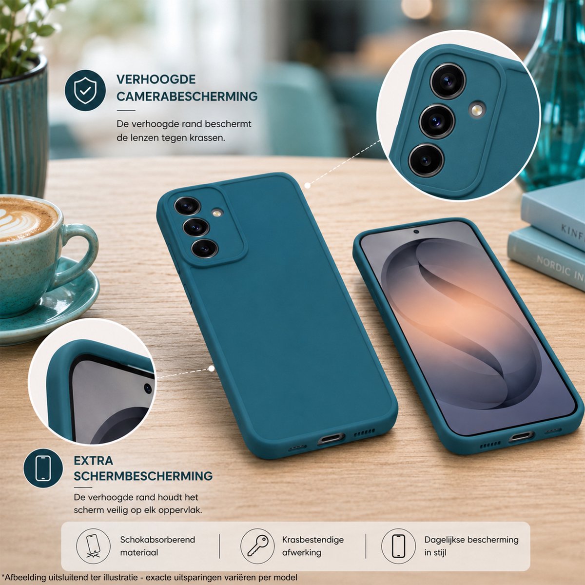 Geschikt voor Oppo Reno 15 Pro Hoesje - Siliconen Matte Back Cover - Petrol Blauw