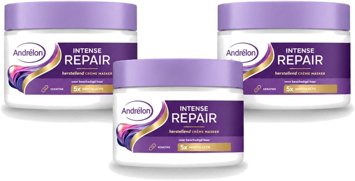 3 x Andrélon – Crème Haarmasker – Intense Repair – 300 ml - Voordeelverpakking - 3 stuks