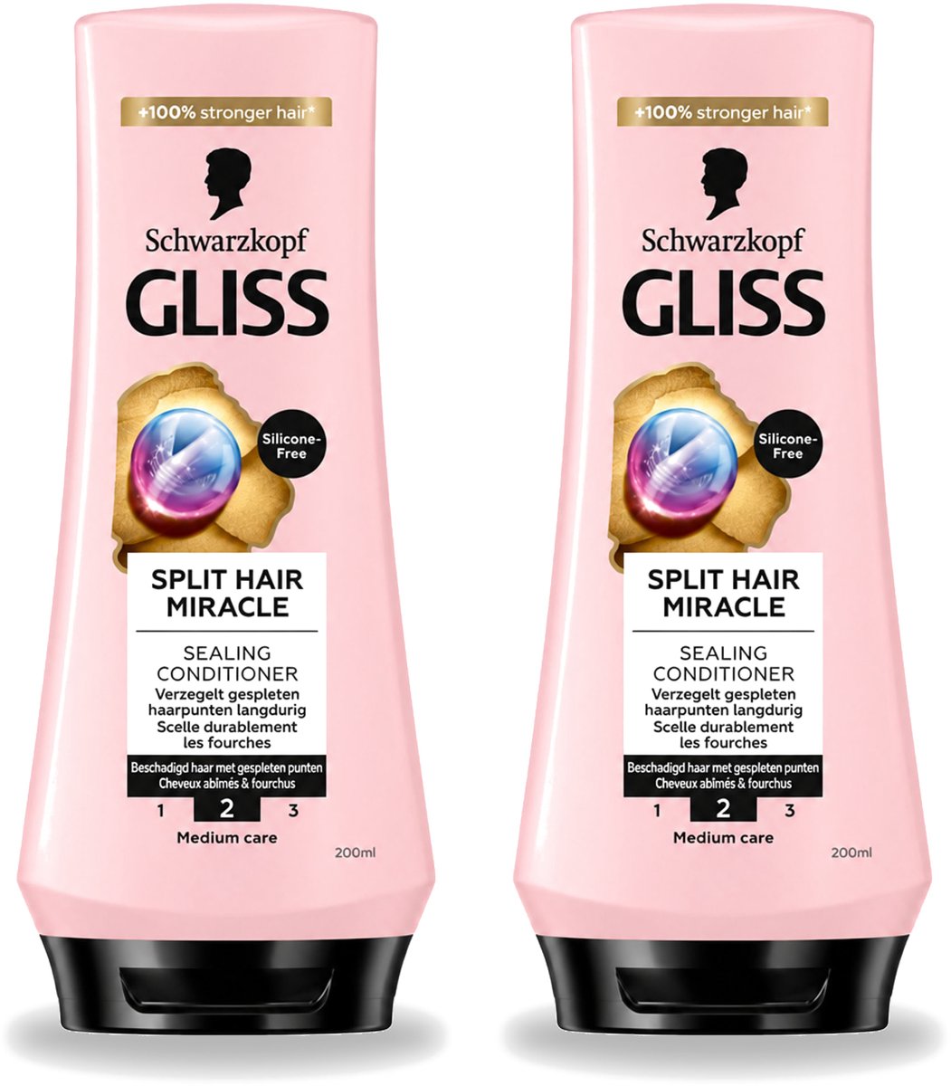 2 x Gliss - Hair Repair - Conditioner Split Hair Miracle tegen Gespleten Haarpunten - 200 ml - Voordeelverpakking - 2 stuks
