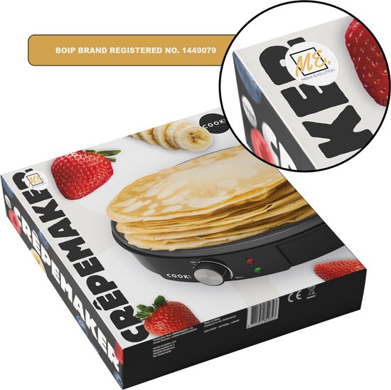 COOK-IT Crêpemaker – 1200W – Traploos Instelbare Temperatuur – Antiaanbaklaag – Inclusief Spatel – Zwart — afbeelding 2