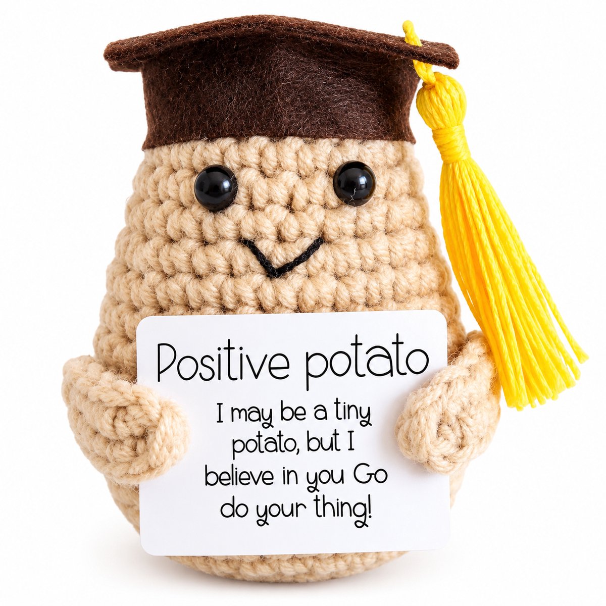 Nina’s Giftshop® Positieve Aardappel – Geslaagd Cadeau – Geslaagd Hoedje – Handgemaakt Cadeau – Cadeau voor Geslaagde – Afstuderen – Succes Cadeau – Grappig Cadeautje