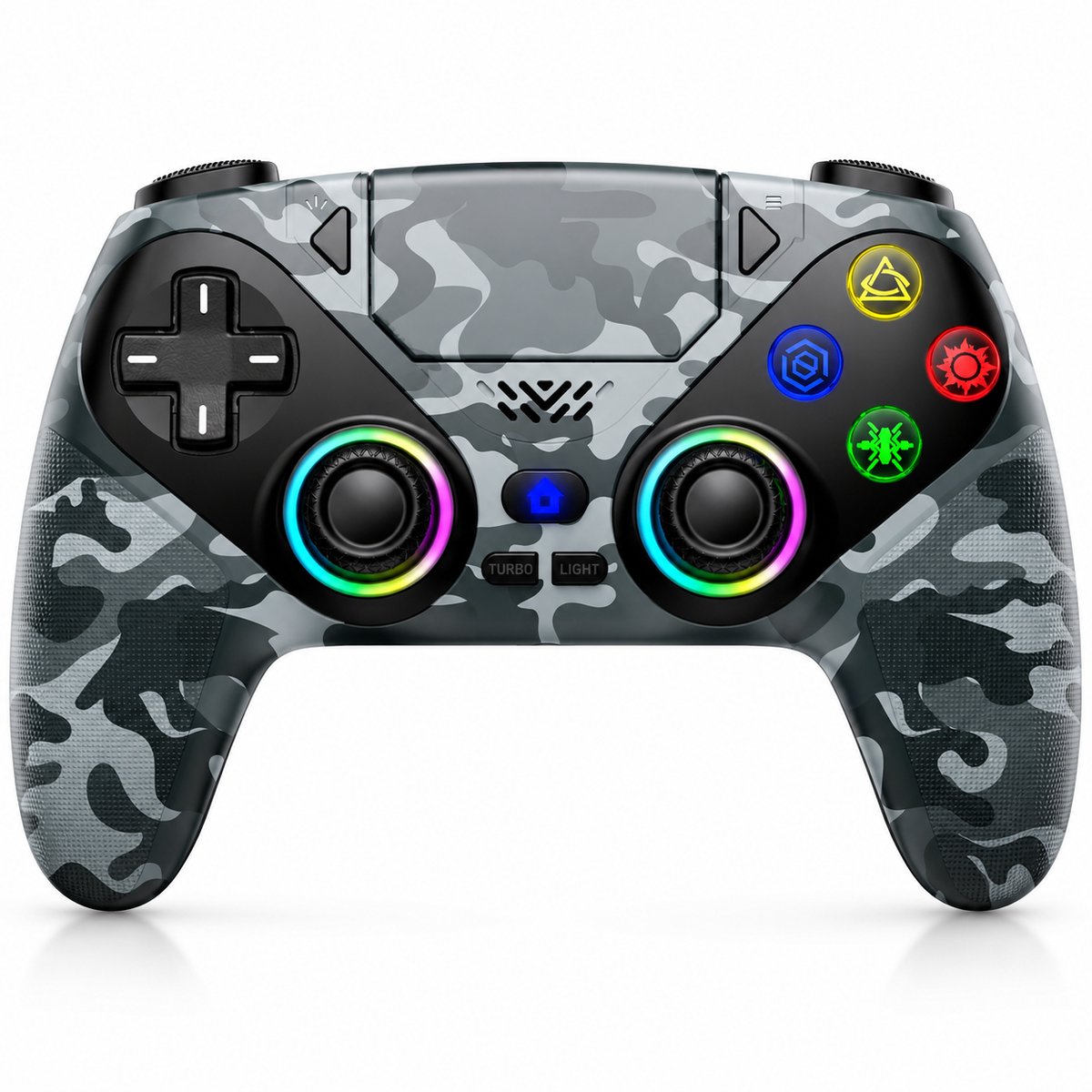 ACEP Draadloze controler - Met RGB licht - PS5 -PS5, PS5 Pro en PS5 Slim - Grijs - Controller ps5 - Controller ps5 draadloos - Controler ps5