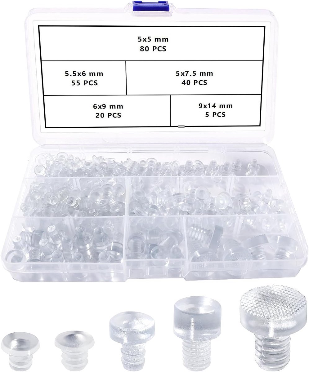 200Pcs 0.197/0.2/0.236/9mm Glass Table Bumpers with Handle, Transparent Anti-Collision Bumpers, for Cabinet Doors - ShopVlot